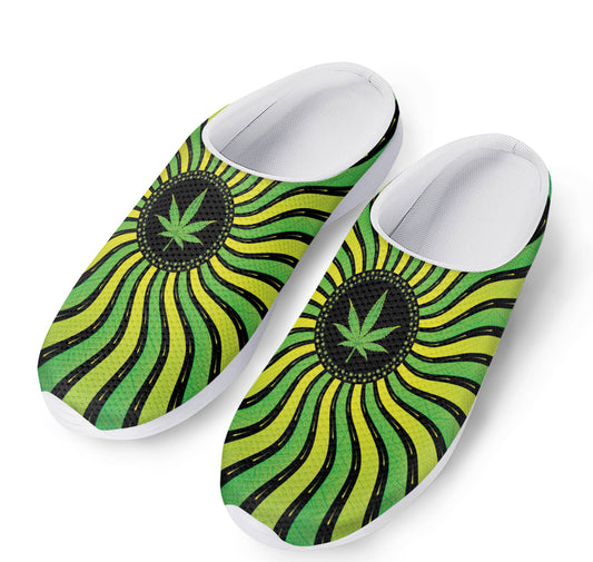 Psychedelic Cannabis Leaf Print Mesh Casual Shoes
