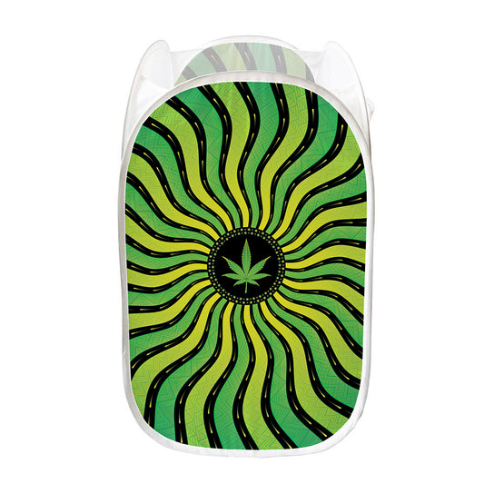 Psychedelic Cannabis Leaf Print Mesh Laundry Hamper