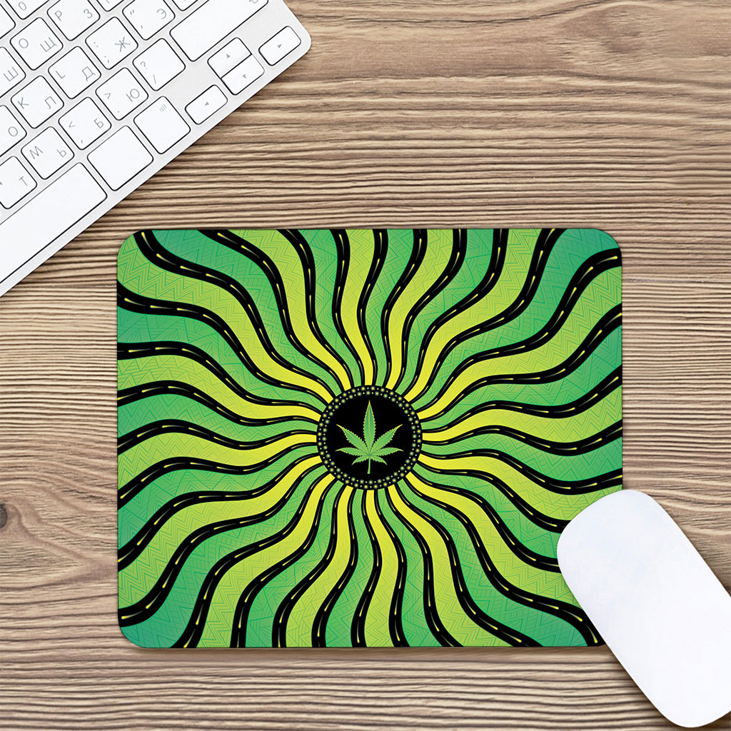 Psychedelic Cannabis Leaf Print Mouse Pad