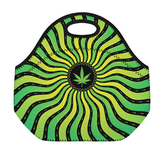 Psychedelic Cannabis Leaf Print Neoprene Lunch Bag