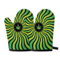 Psychedelic Cannabis Leaf Print Oven Mitts