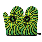 Psychedelic Cannabis Leaf Print Oven Mitts