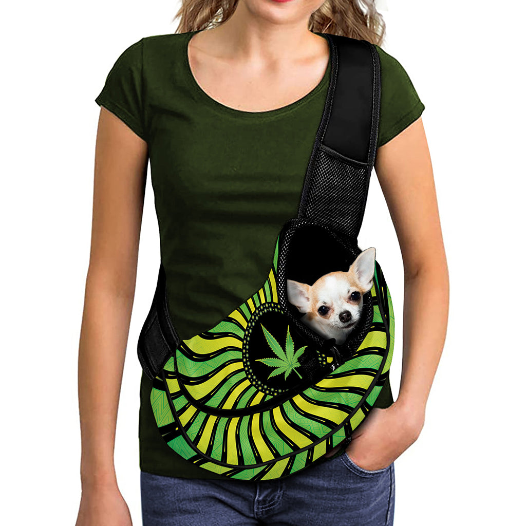 Psychedelic Cannabis Leaf Print Pet Sling Carrier