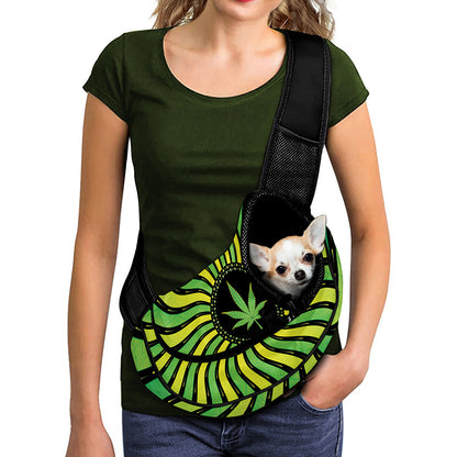 Psychedelic Cannabis Leaf Print Pet Sling Carrier