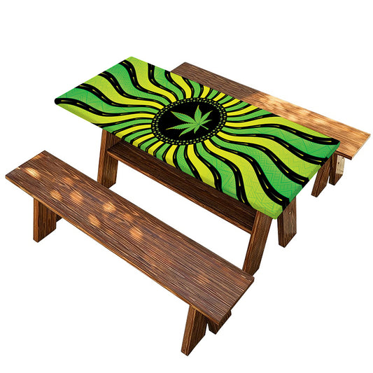 Psychedelic Cannabis Leaf Print Picnic Table Cover