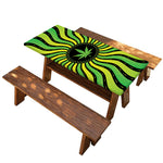 Psychedelic Cannabis Leaf Print Picnic Table Cover