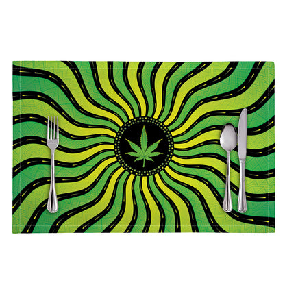 Psychedelic Cannabis Leaf Print Placemat