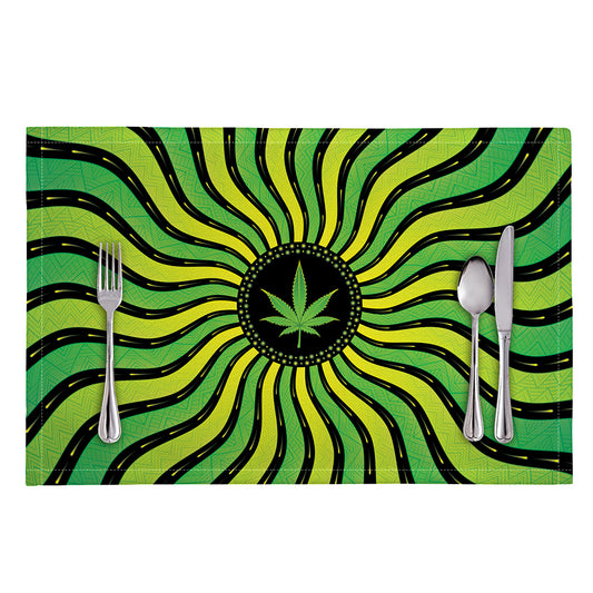 Psychedelic Cannabis Leaf Print Placemat