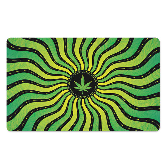 Psychedelic Cannabis Leaf Print Polyester Doormat