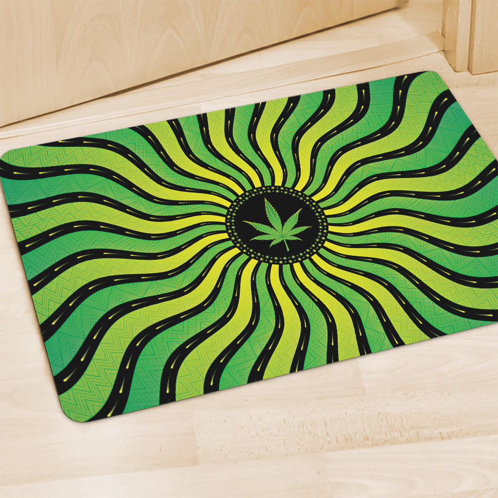 Psychedelic Cannabis Leaf Print Polyester Doormat