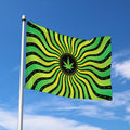 Psychedelic Cannabis Leaf Print Polyester Flag