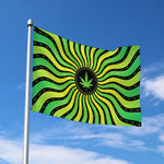 Psychedelic Cannabis Leaf Print Polyester Flag