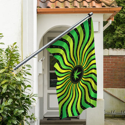 Psychedelic Cannabis Leaf Print Polyester Flag