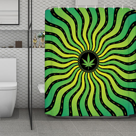 Psychedelic Cannabis Leaf Print Polyester Shower Curtain