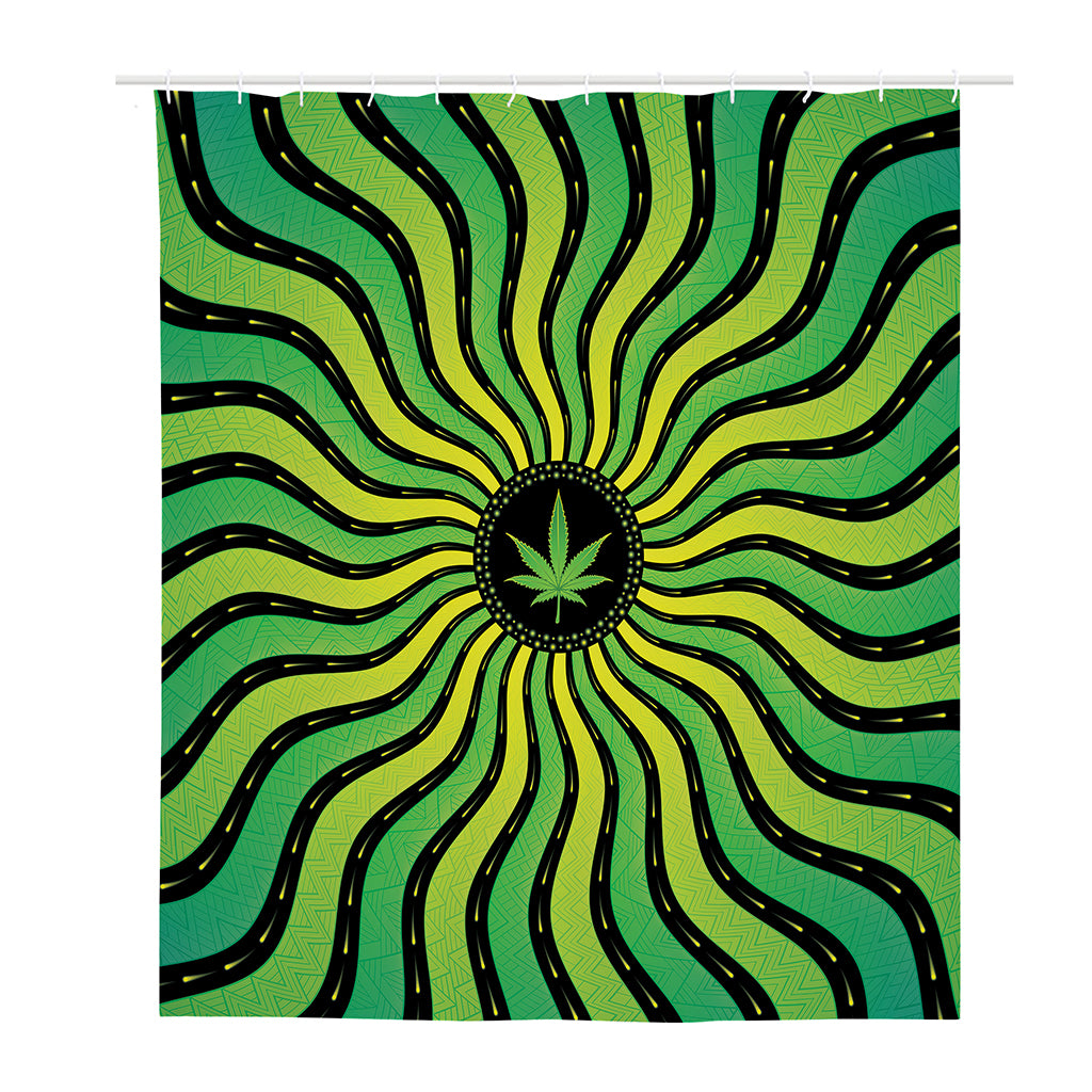 Psychedelic Cannabis Leaf Print Polyester Shower Curtain