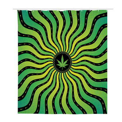 Psychedelic Cannabis Leaf Print Polyester Shower Curtain