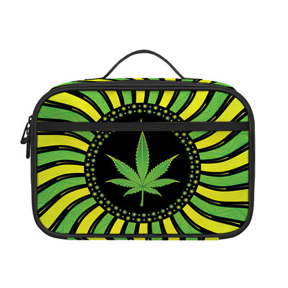 Psychedelic Cannabis Leaf Print Portable Lunch Bag