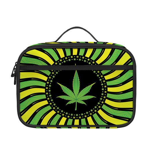 Psychedelic Cannabis Leaf Print Portable Lunch Bag