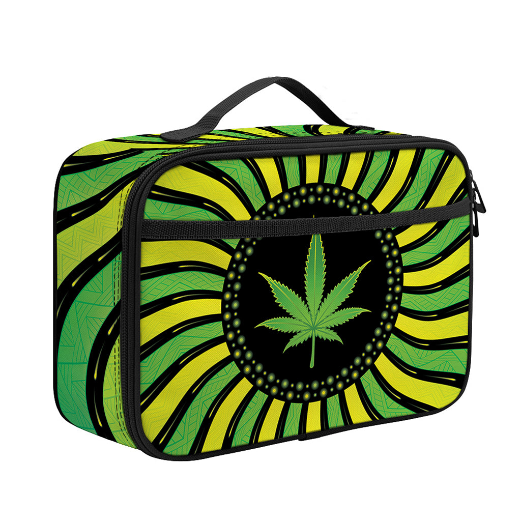 Psychedelic Cannabis Leaf Print Portable Lunch Bag