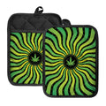 Psychedelic Cannabis Leaf Print Pot Holders With Pocket