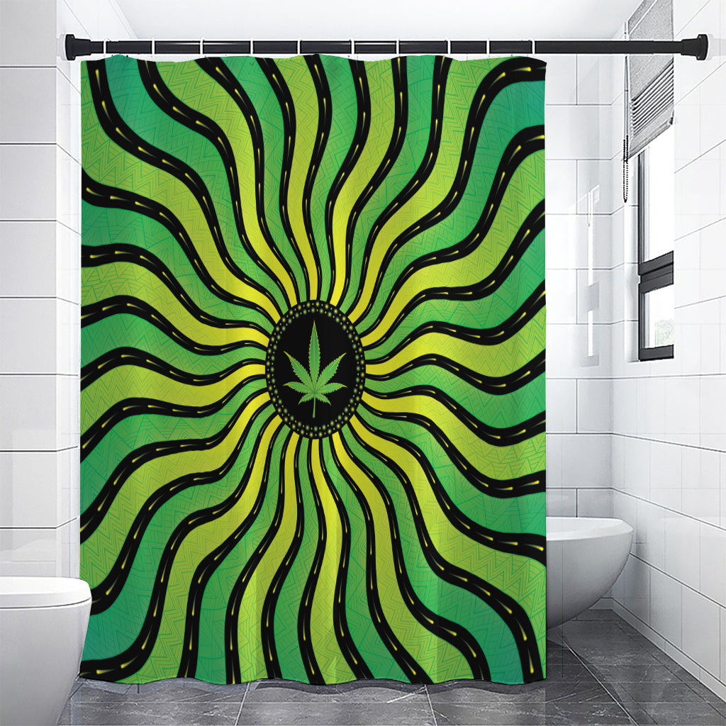 Psychedelic Cannabis Leaf Print Premium Shower Curtain