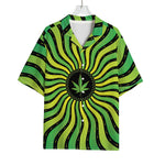 Psychedelic Cannabis Leaf Print Rayon Hawaiian Shirt