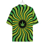 Psychedelic Cannabis Leaf Print Rayon Hawaiian Shirt