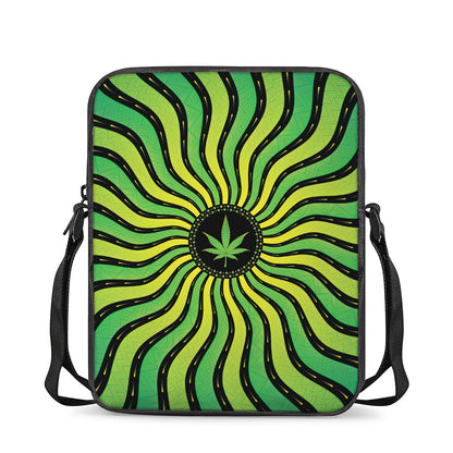 Psychedelic Cannabis Leaf Print Rectangular Crossbody Bag