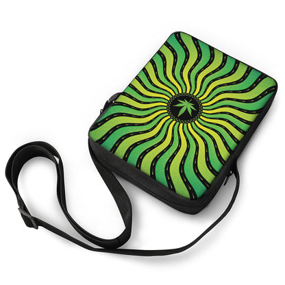 Psychedelic Cannabis Leaf Print Rectangular Crossbody Bag