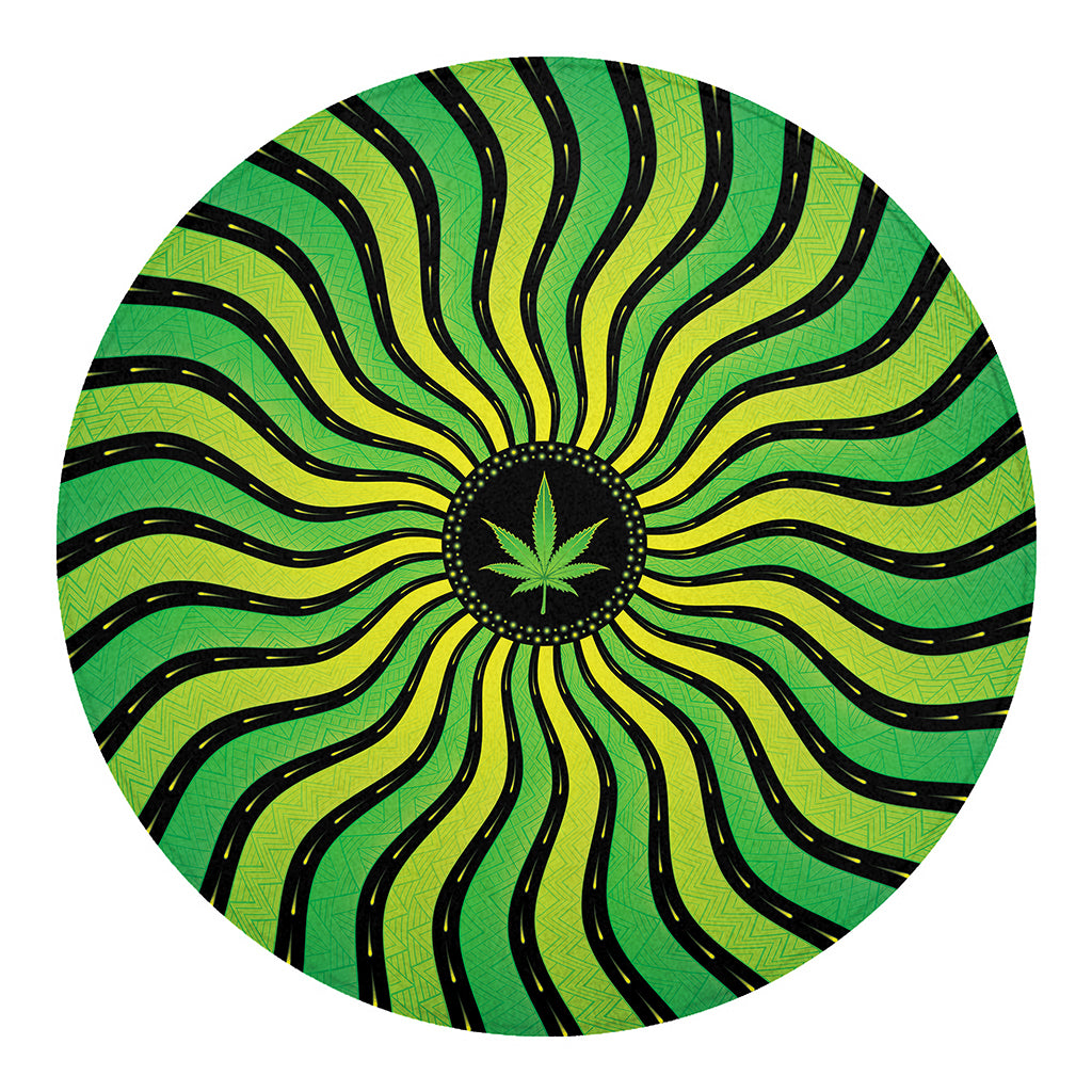 Psychedelic Cannabis Leaf Print Round Blanket