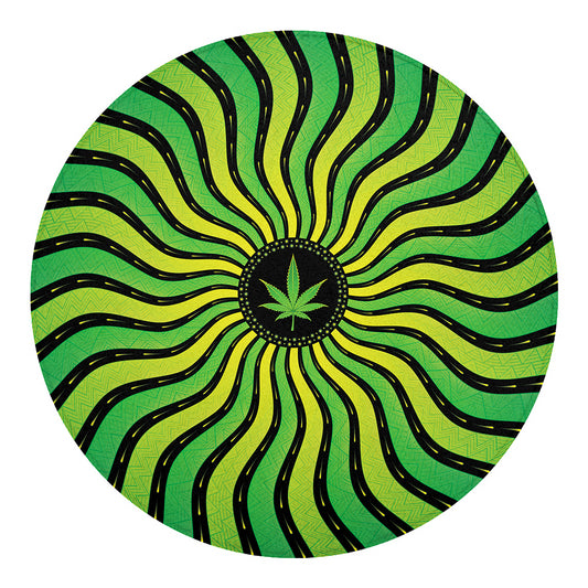 Psychedelic Cannabis Leaf Print Round Blanket