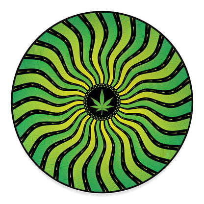Psychedelic Cannabis Leaf Print Round Floor Mat