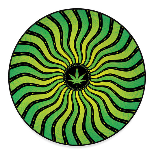 Psychedelic Cannabis Leaf Print Round Floor Mat