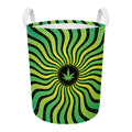 Psychedelic Cannabis Leaf Print Round Laundry Basket