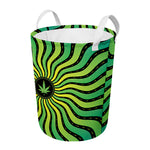 Psychedelic Cannabis Leaf Print Round Laundry Basket