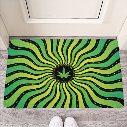 Psychedelic Cannabis Leaf Print Rubber Doormat