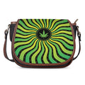 Psychedelic Cannabis Leaf Print Saddle Bag