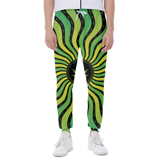 Psychedelic Cannabis Leaf Print Scuba Joggers