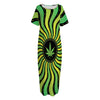 Psychedelic Cannabis Leaf Print Short Sleeve Long Nightdress