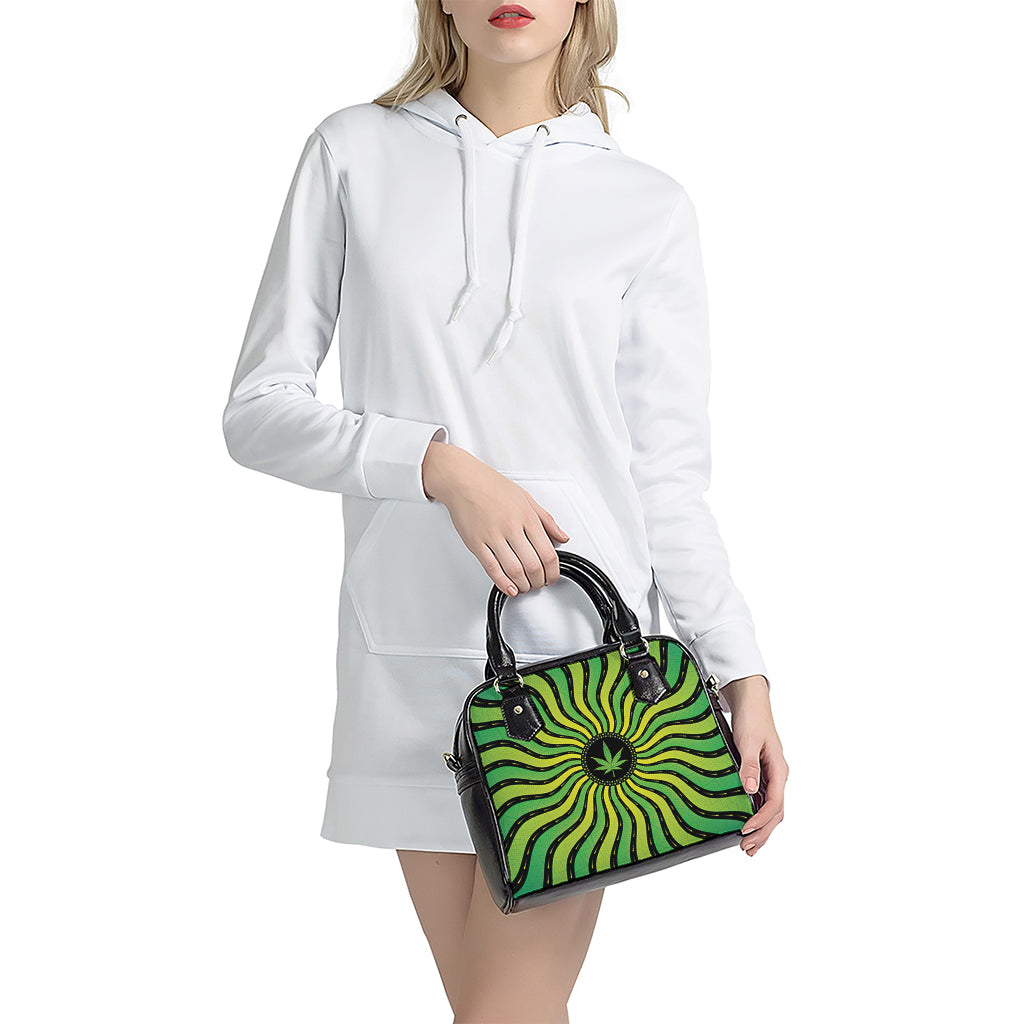 Psychedelic Cannabis Leaf Print Shoulder Handbag