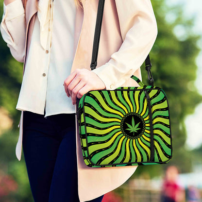 Psychedelic Cannabis Leaf Print Shoulder Strap Bible Bag