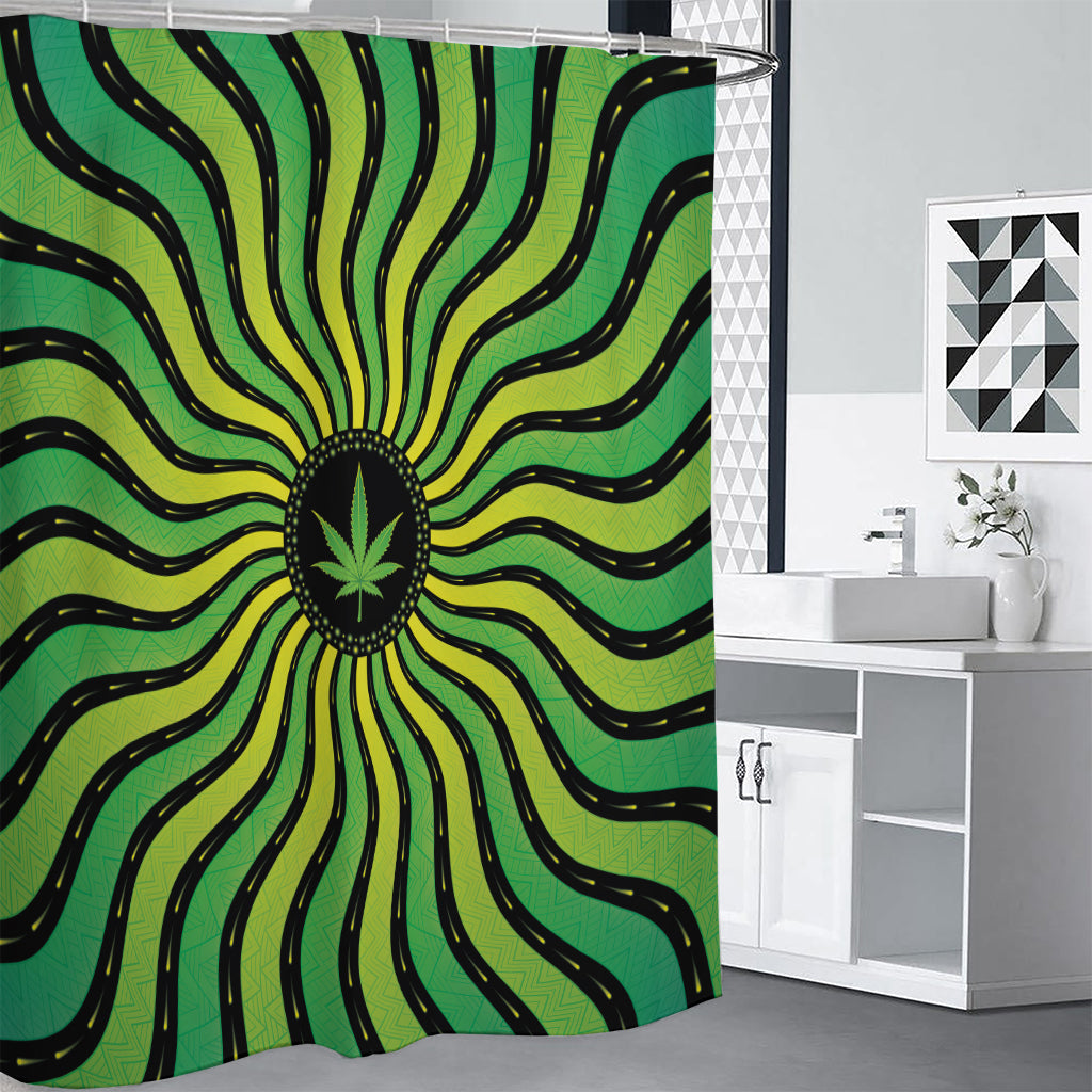 Psychedelic Cannabis Leaf Print Shower Curtain