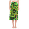 Psychedelic Cannabis Leaf Print Side Slit Midi Skirt