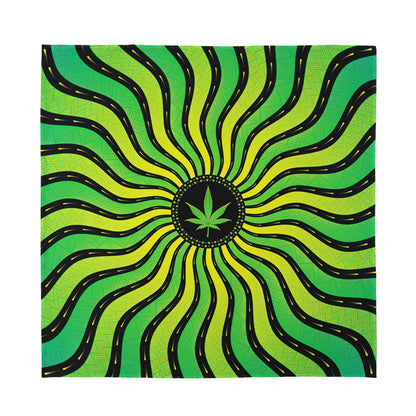 Psychedelic Cannabis Leaf Print Silk Bandana