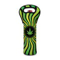 Psychedelic Cannabis Leaf Print Single Neoprene Wine Tote