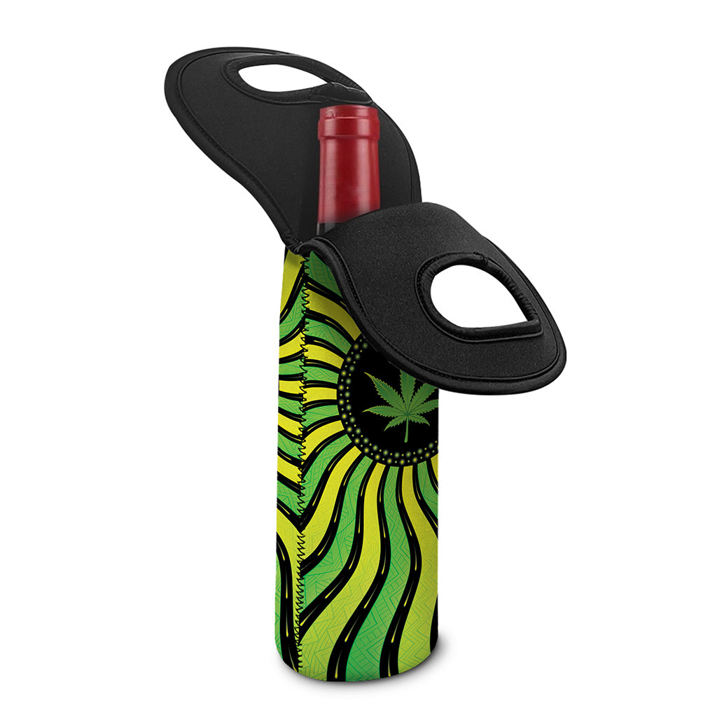 Psychedelic Cannabis Leaf Print Single Neoprene Wine Tote