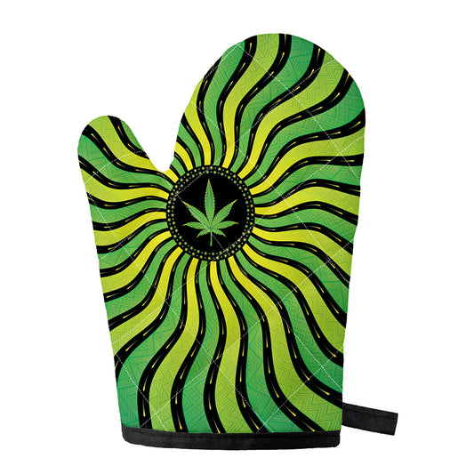 Psychedelic Cannabis Leaf Print Single Oven Mitt