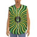 Psychedelic Cannabis Leaf Print Sleeveless Baseball Jersey