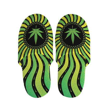 Psychedelic Cannabis Leaf Print Slippers