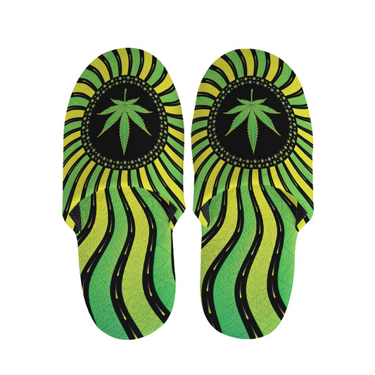 Psychedelic Cannabis Leaf Print Slippers